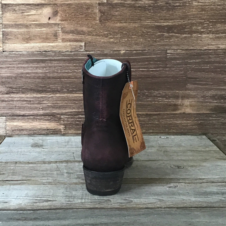 Wine Lamb Ankle Boot