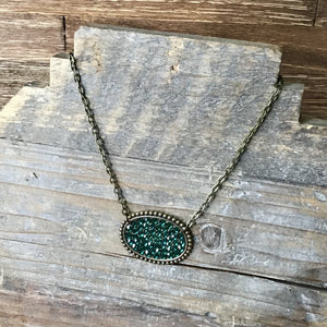 Emerald Sideways Oval Necklace