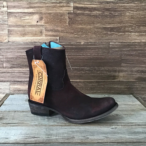 Wine Lamb Ankle Boot