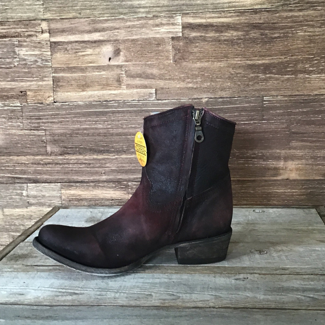 Wine Lamb Ankle Boot