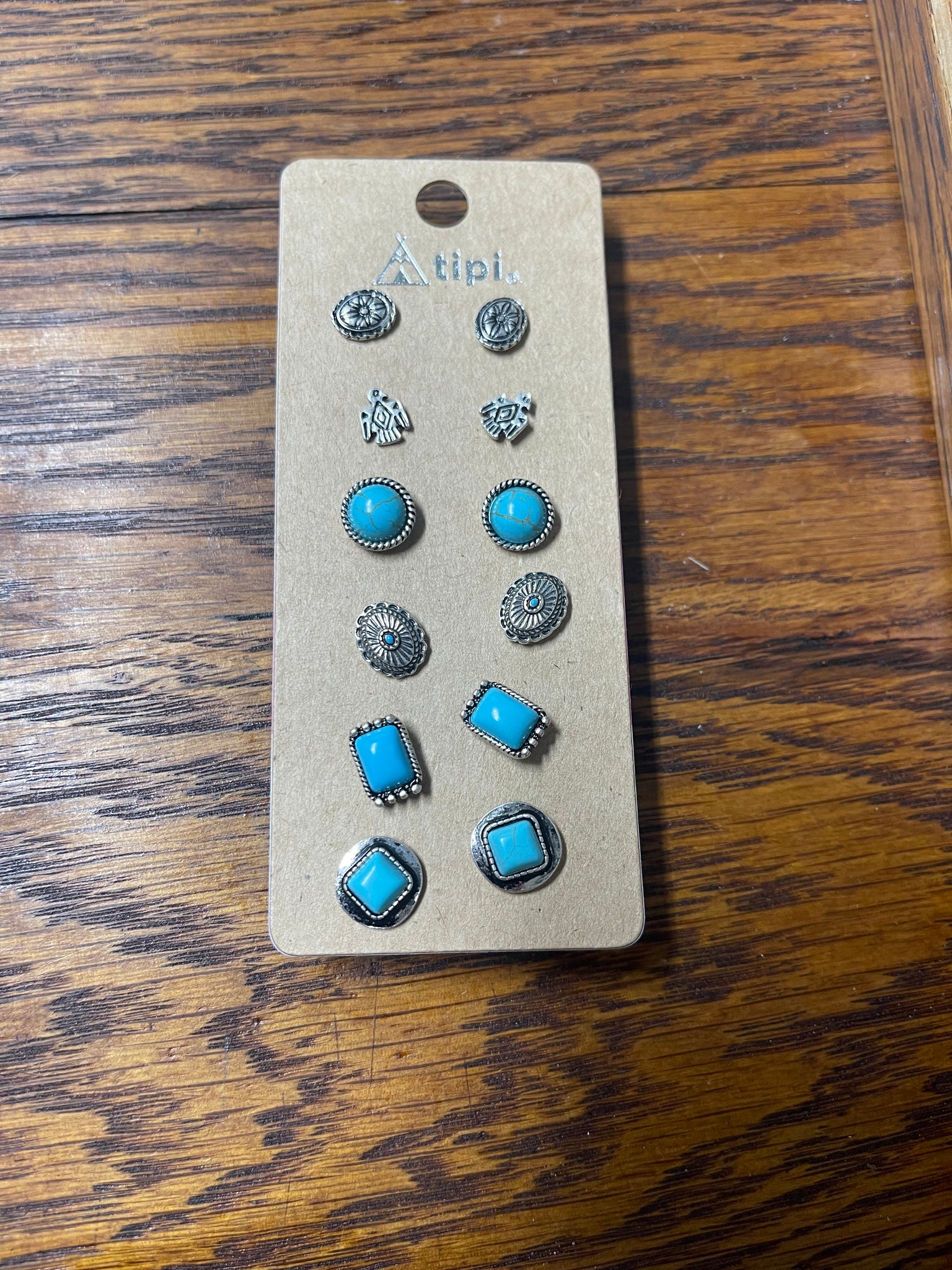 Turquoise Laurent Stud Earrings 6 Pair Set