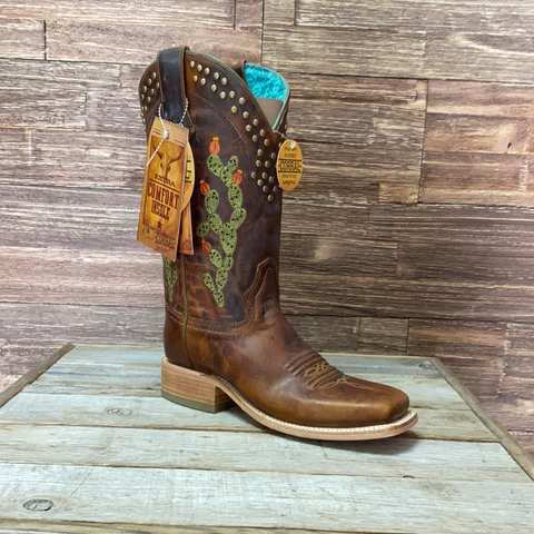 LD Brown Embroidery Cactus Boots