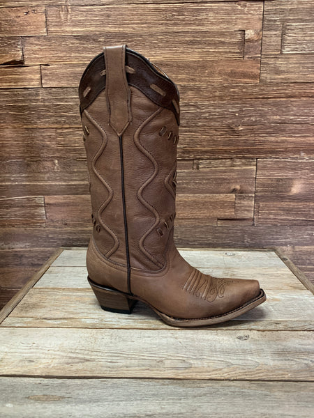 Brown Corded Snip Toe Boots