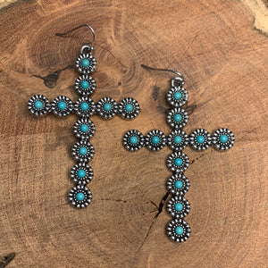 Turquoise Angel Grove Cross Earrings