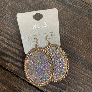 806 Rhinestone filled teardrop earring