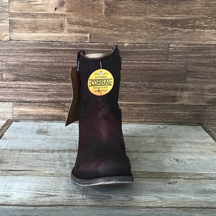 Wine Lamb Ankle Boot